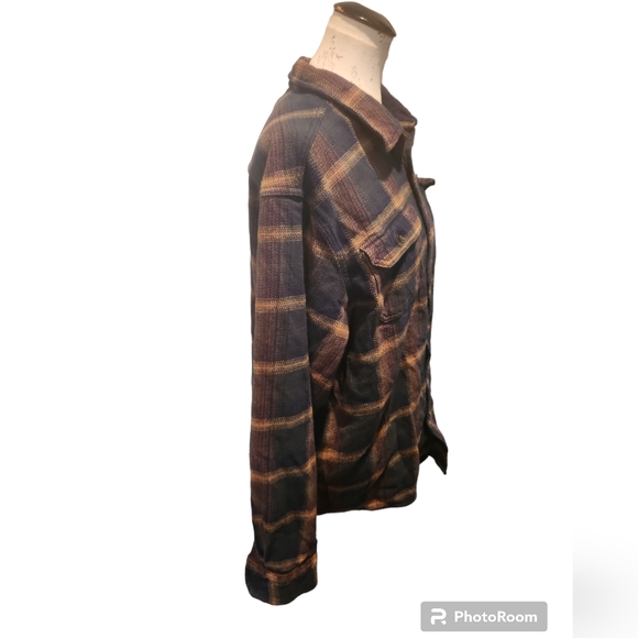 Orvis Mens Big Bear Heavy Flannel Shirt Jacket Blue Plaid XXL Shacket - Picture 2 of 12